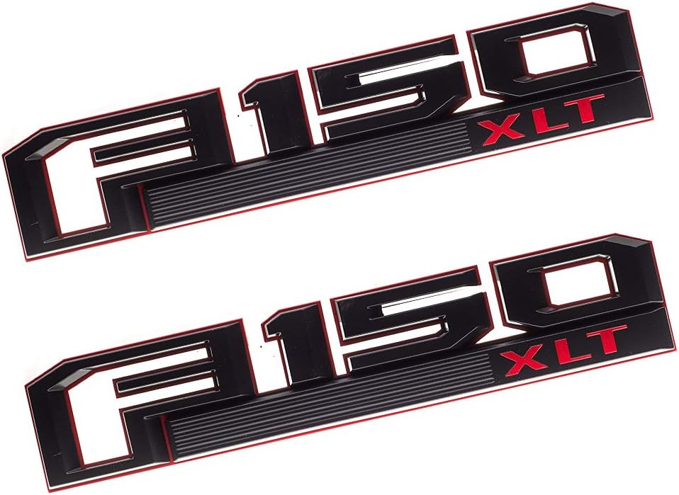 UpAuto 2 pcs F-150 XLT Emblem Nameplates 3D OEM F-150 XLT Logo for 2015-2016 F- (Red)