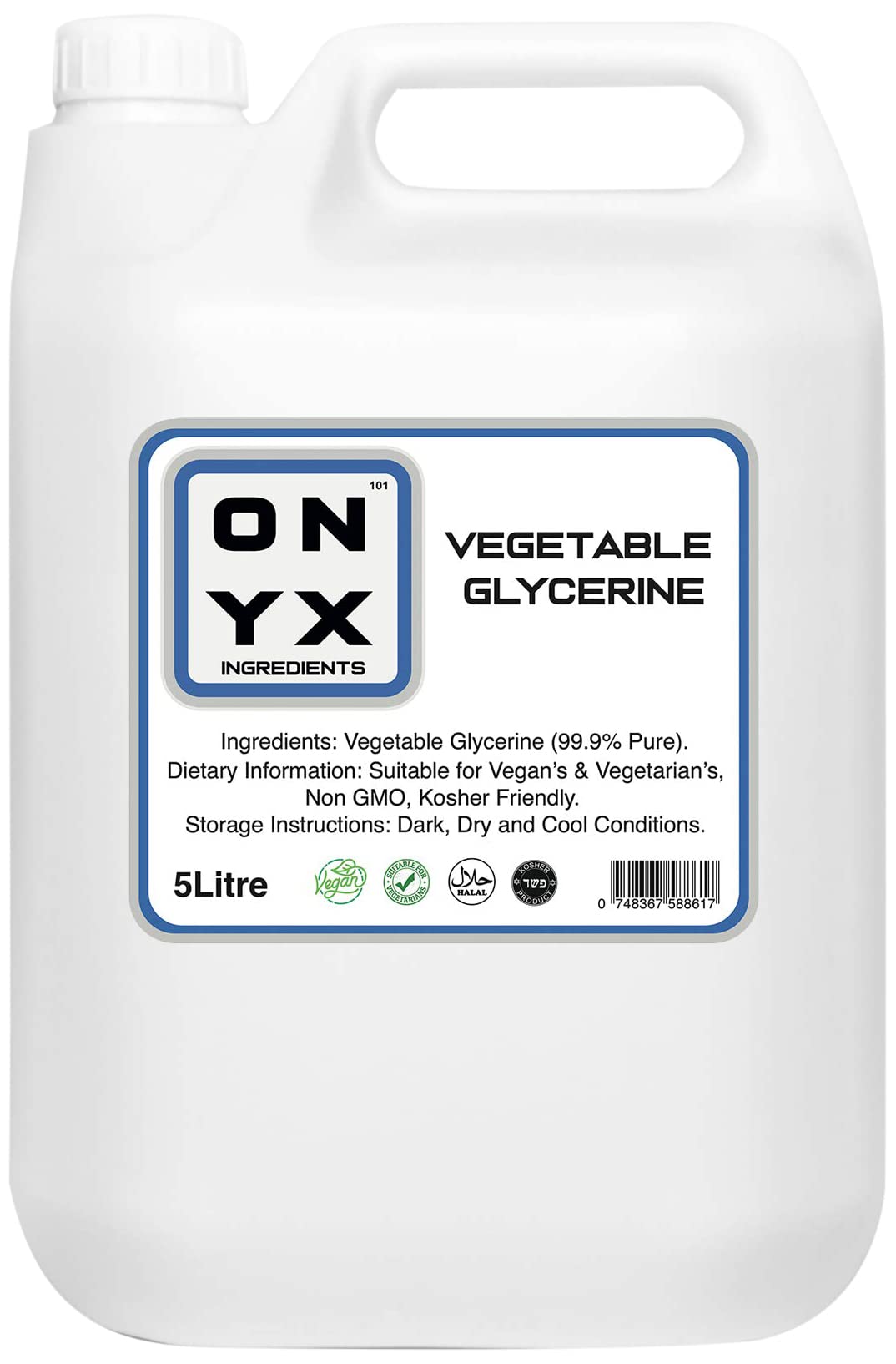 5 litres Vegetable Glycerine 100% Pure EP/USP Food/Cosmetic Grade, Colourless & Odourless (5L)