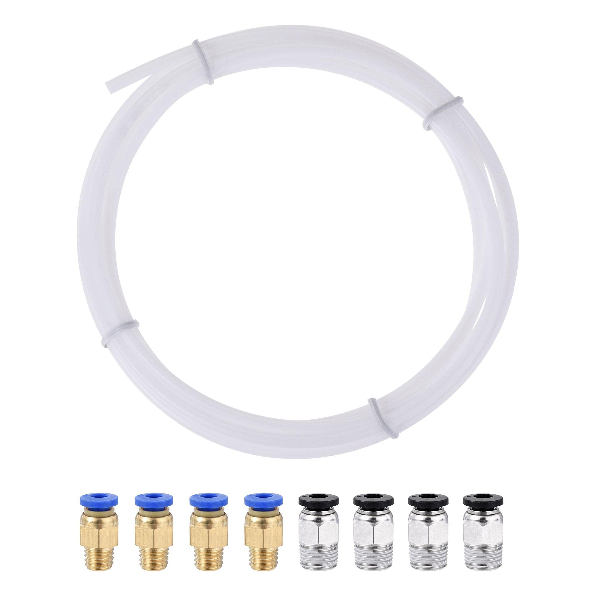 sourcing map Pneumatic PTFE Air Tubing Kit with M8 G1/8 Push to Connect Fittings for Air Hose Line Pipe 4mm OD 2M White
