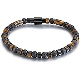 TRUMIUM Beaded Bracelets for Men Women Natural Hematite 6mm Tiger Eyes Mens Bracelet Gemstone Jewelry for Him 7.5/8.3/9 Inch Length