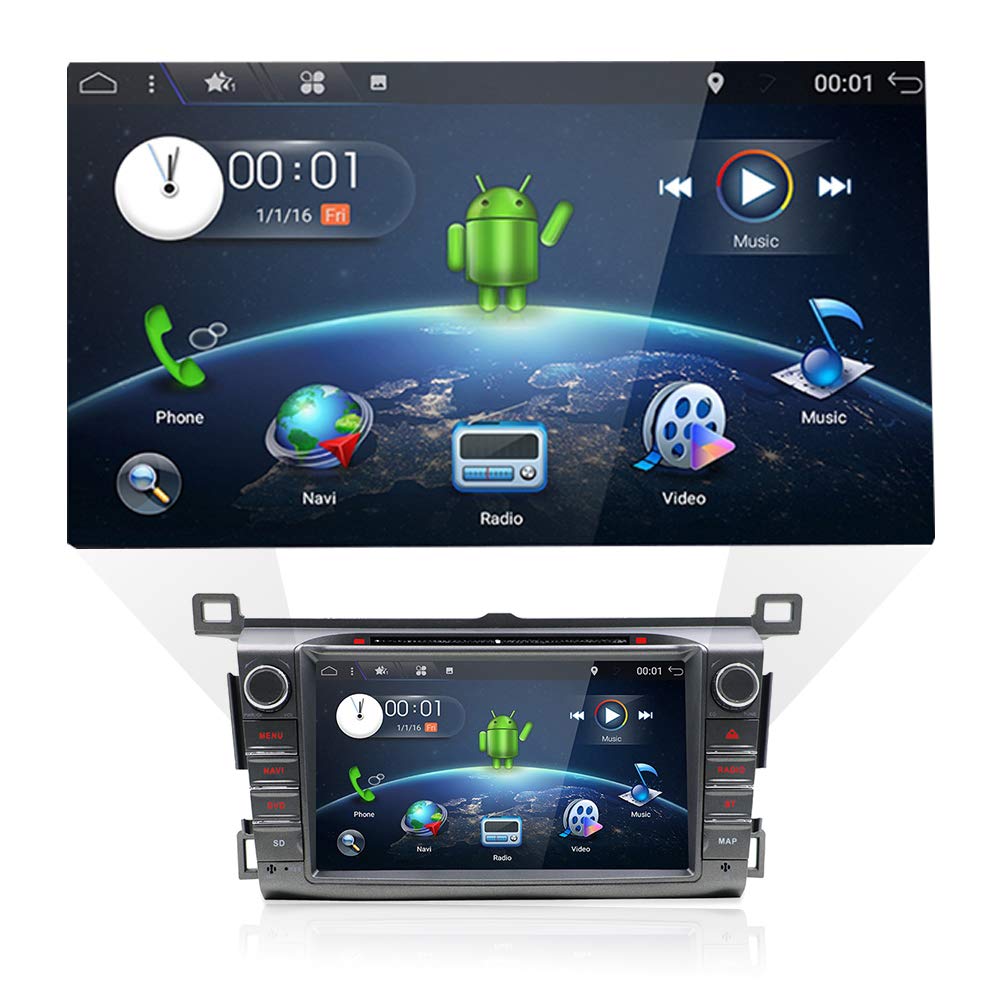 Double Din Car Stereo Audio with in-dash GPS Navigation System for Toyota RAV4 2013,2014,2015, YUNTX 2 Din Rav4 Radio with Android 7.1,8" Touch Screen Head Unit with Camera