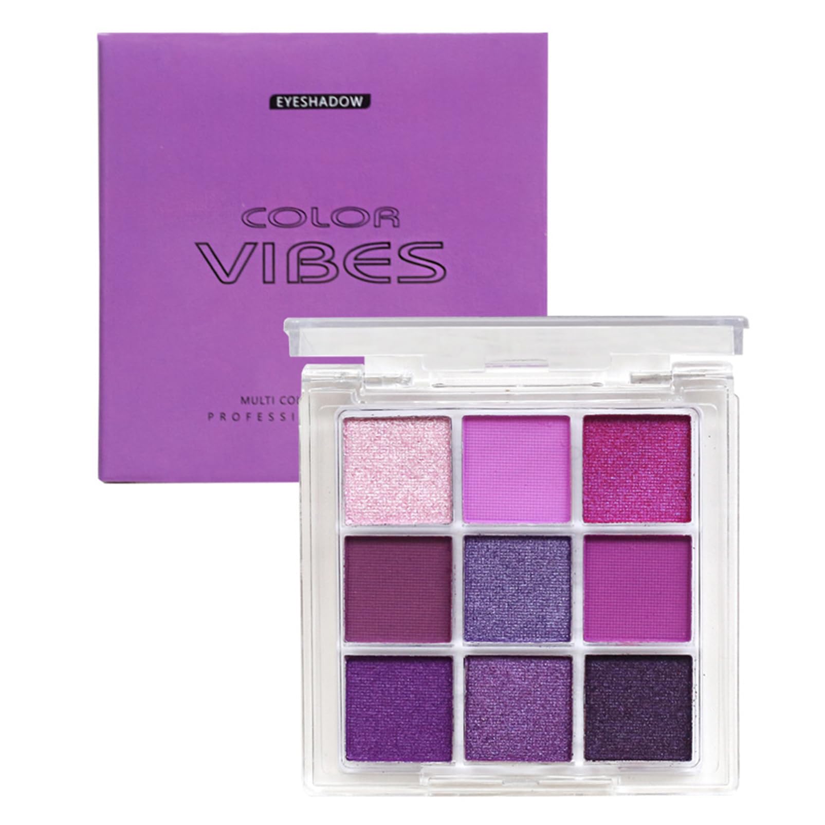 Matte Pearlescent Eyeshadow Palette 9 Eyeshadow Shades, Shimmering Makeup Set, Waterproof, Long Lasting Intense Colour, Mixable Pressed Pigment Eyeshadows, Gift for Girls, Women (Purple)