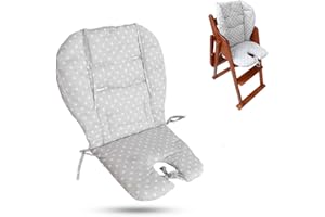 Twoworld High Chair Cushion, Large Thickening Baby High Chair Seat Cushion Liner Mat Pad Cover Breathable Suitable for All Kinds of Baby Dining Chairs (Fashion Gray Star)
