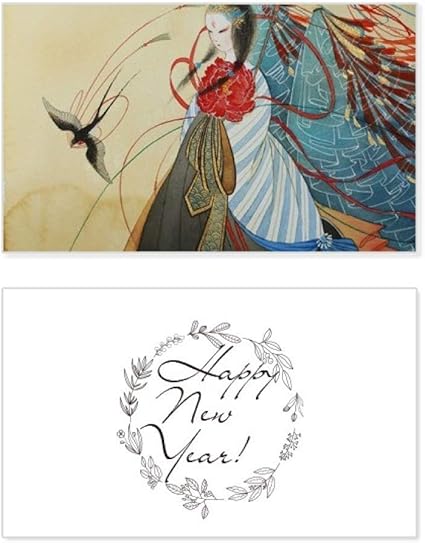Amazon スワロー 中国アンティークイラストレーター 新年フェスティバル グリーティングカード 祝福メッセージプレゼント ポストカード 絵柄付はがき 文房具 オフィス用品