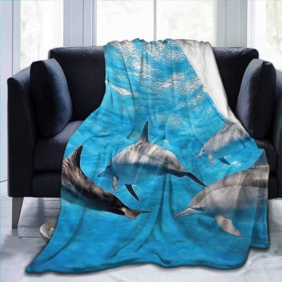dsdsgog Soft Blanket Queen Dolphin,Happily Swimming Fish,60