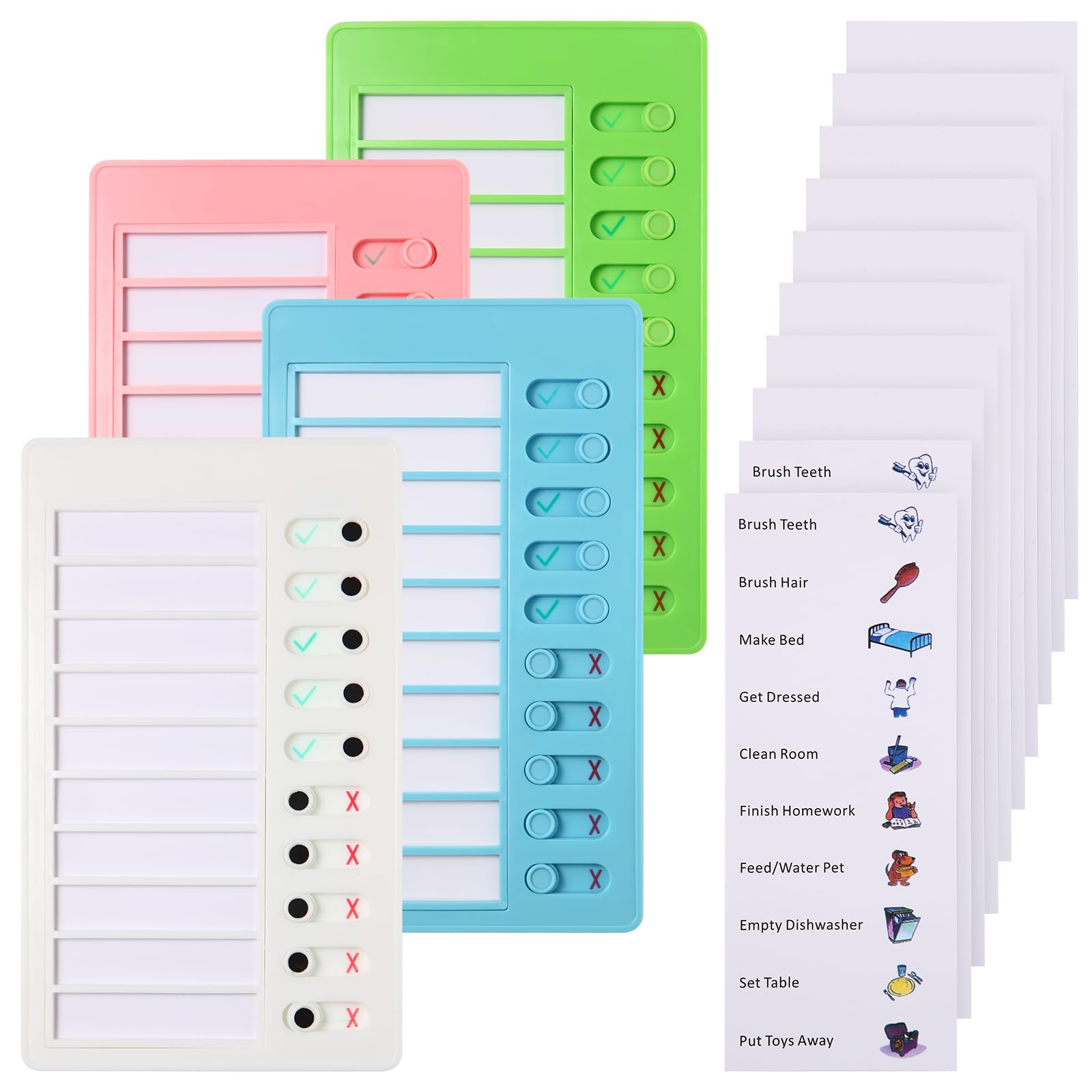 Photo 1 of Aleric 4 Pieces Chores Chart for Kids Chore Chart, Sliding Routine Chart to Do List, My Chores RV Checklist Task Planning Board for Kids and Adults, ADHD Tools Routine Visual Schedule Reminder