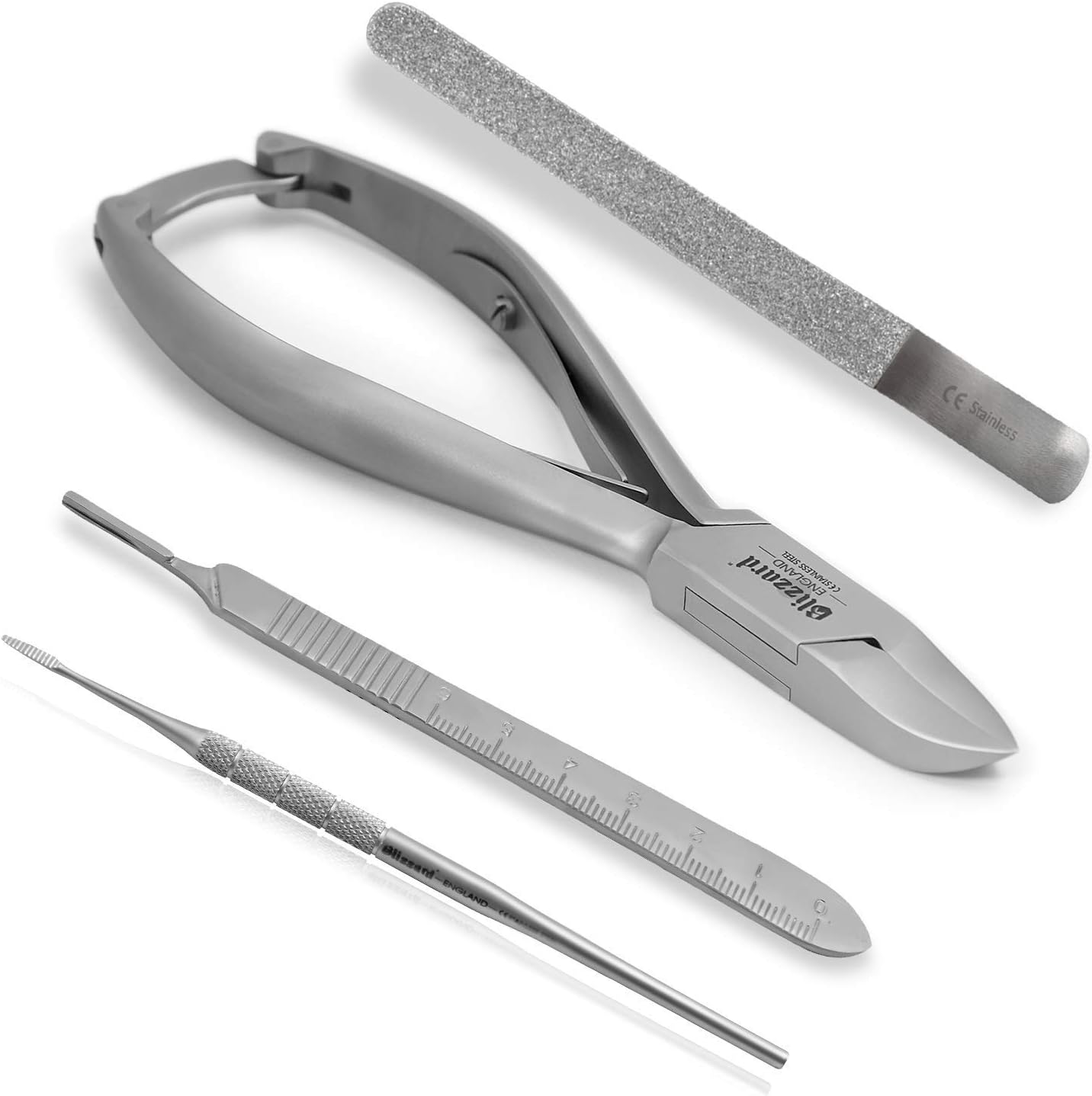 Podiatry Instrument Set by Blizzard 4 Piece Chiropodist Tools Kit
