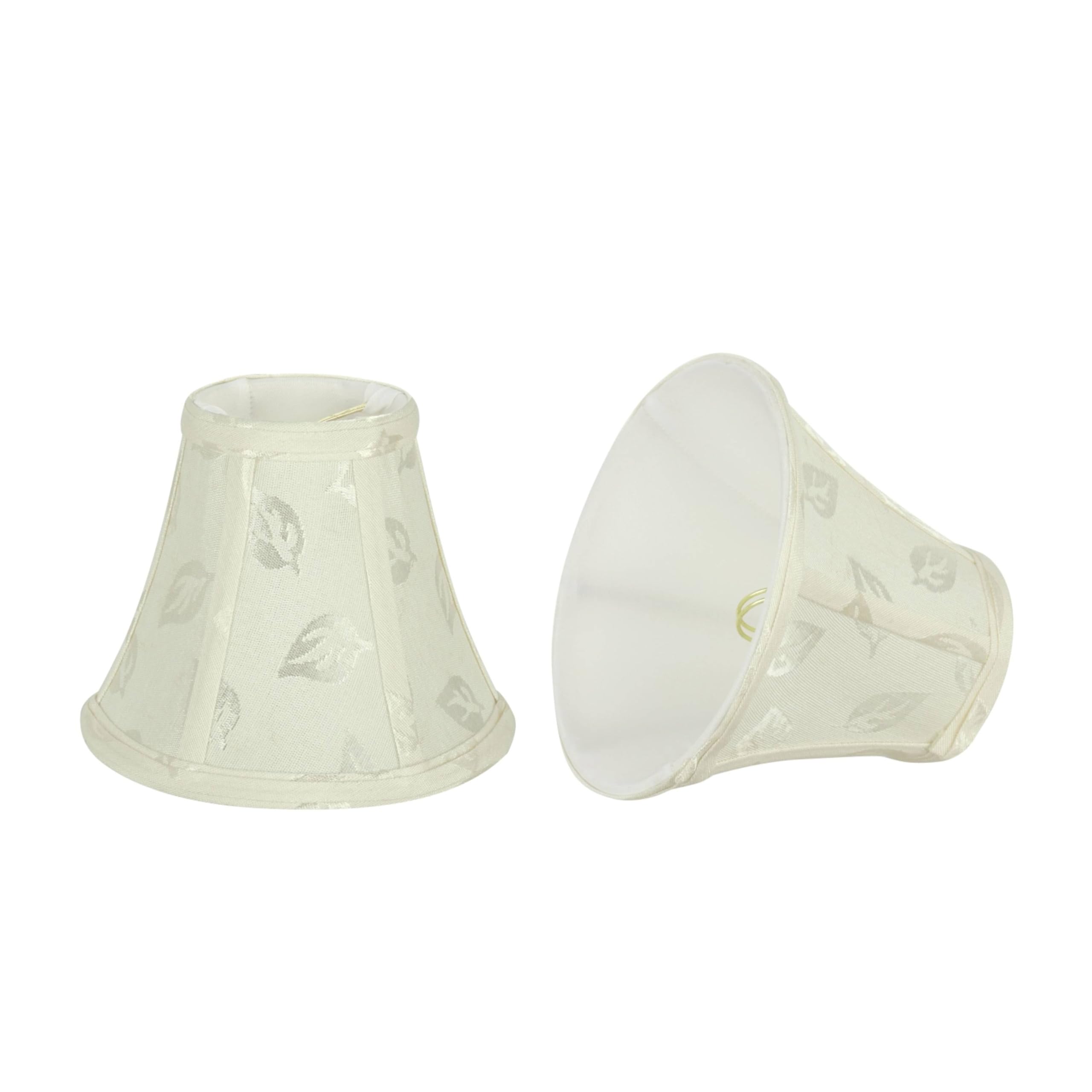 Photo 1 of Aspen Creative 30052-2A, Bell Clip-On Chandelier Lamp Shade, Off-White, 3" Top x 6" Bottom x 5" Slant Height, Set of 2
