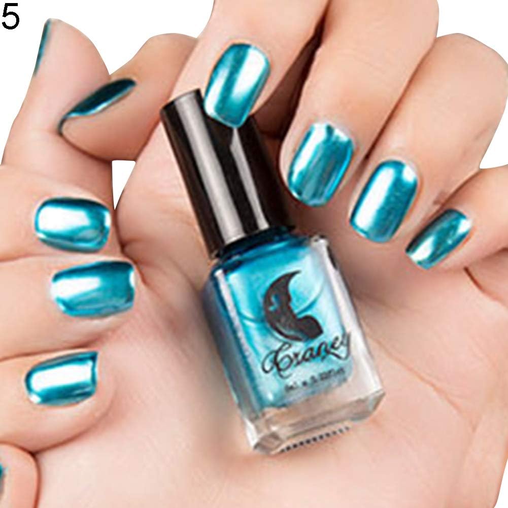 Nail Polish gLoaSublim 6ml Nail Polish Transparent Base Coat Mirror Effect Metallic Nails Art Varnish - 5#
