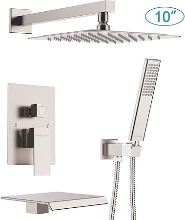 Embather Shower System With Waterfall Tub Spout 10 Inch Shower Tub