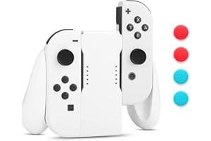FUNDIARY Comfort Charging Grip Compatible with Nintendo Switch and Switch OLED Joycon, Handheld Accessories for Joycon Controller with LED Indicator with Charging Cable and 6 Thumb Caps