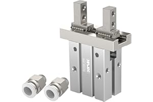 HNJPC Pneumatic Parallel Gripper Claw, 1 inch (25mm) Bore with Magnetic, Mini Pneumatic Finger Air Cylinder Gripping Forcep (MHZ2-25D)