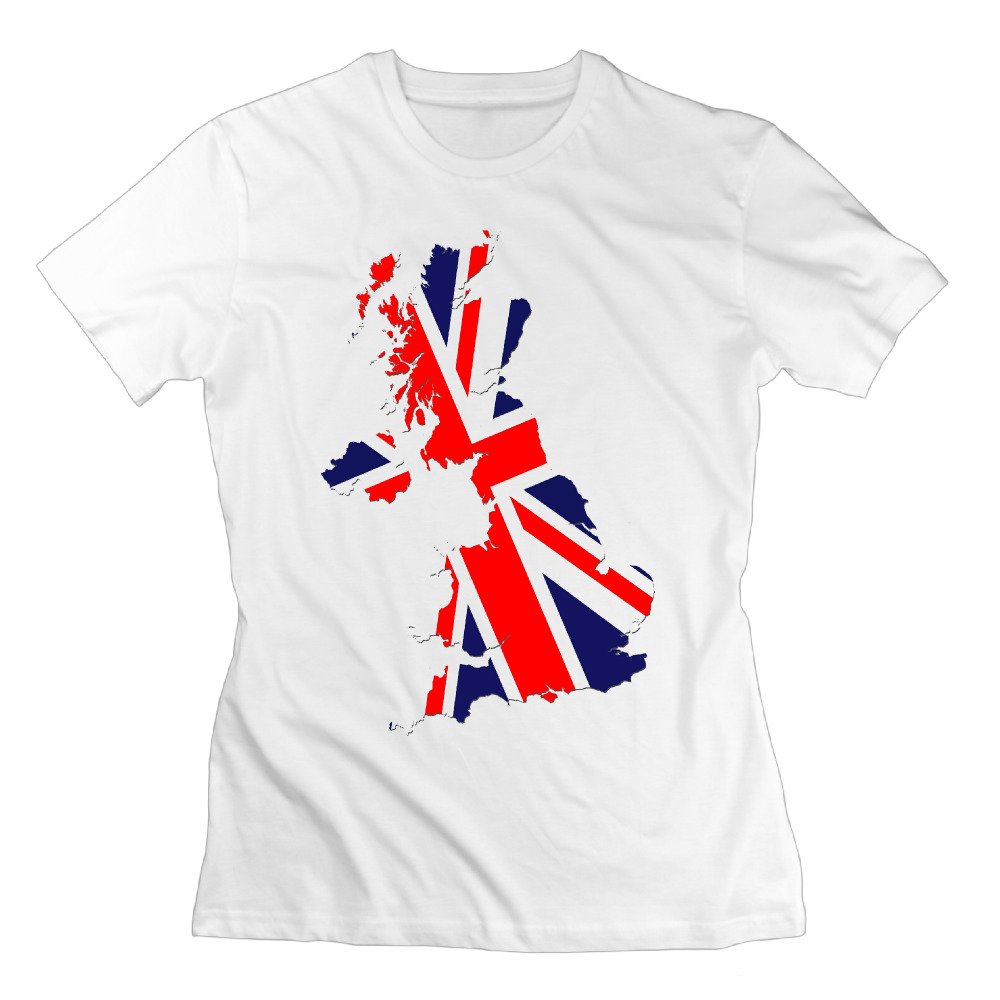 Shark Women's Flag Map of UK Short Sleeve Slim Fit Design T-Shirt