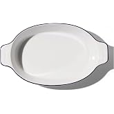 Made In Cookware - Oval Baking Dish - Navy Rim - Handcrafted Porcelain - Professional Bakeware - Crafted in France