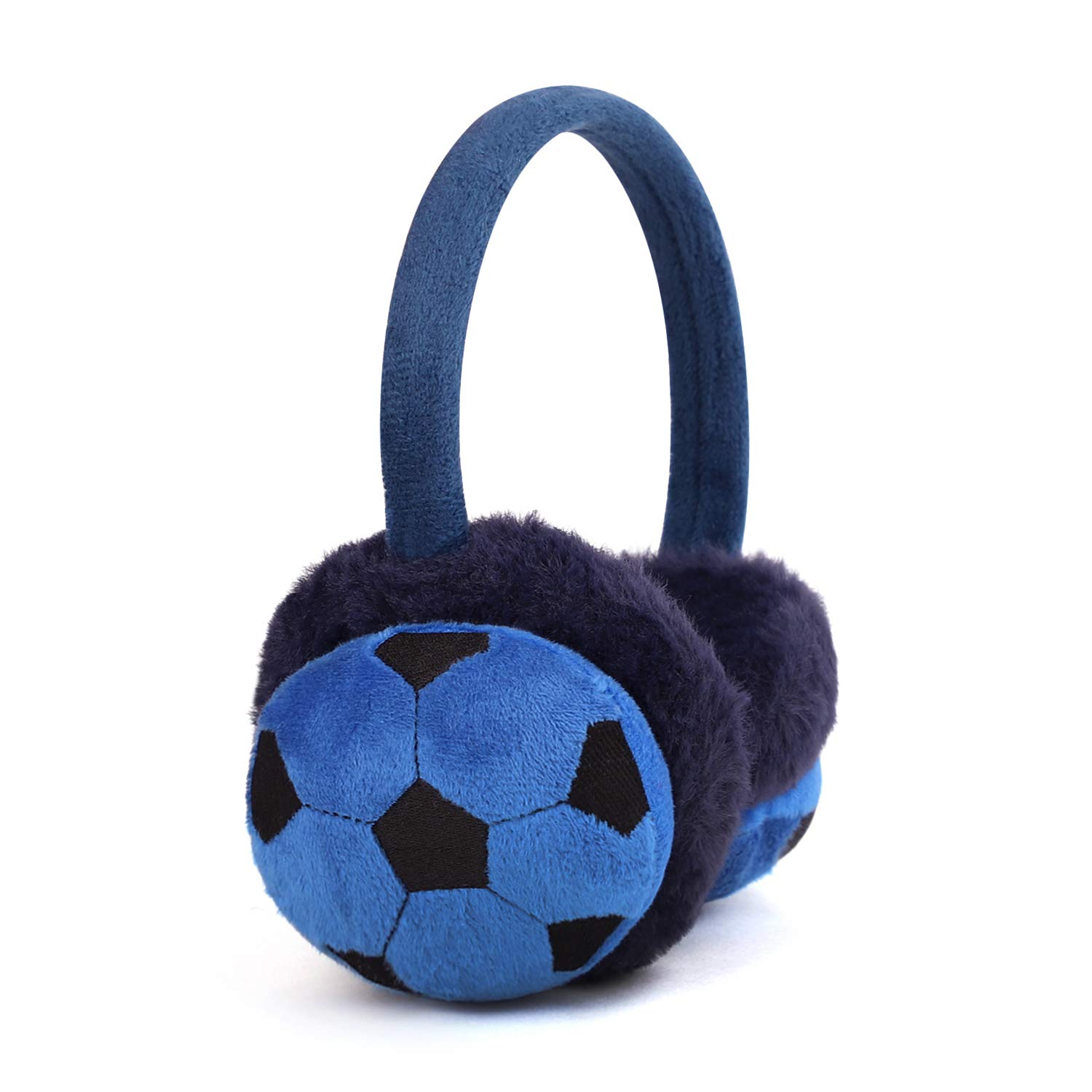IPENNY Boys Girls Fur Earmuffs Xmas Gift Cute Football Design Winter Fluffy Thermal Ear Warmers Handband Cold Weather Earplugs Comfortable Fashion Cartoon Ear Muffs Protector