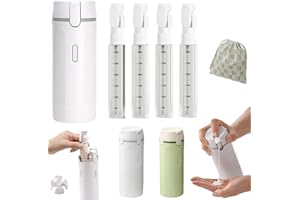 4 In 1 Travel Dispenser Bottle - Refillable, Leak Proof Mini Shampoo Toiletry Dispenser Portable Travel Bottle Set with Scale