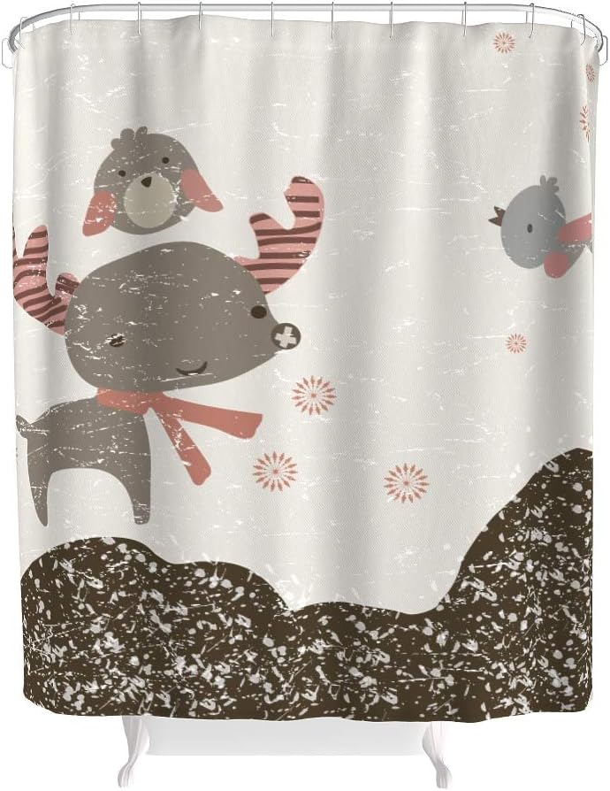 Amazon Com Jolyhui Life Christmas Theme Printed Decorative Shower Curtains For College Dorm Bathroom Durable Fabric Machine Washable Bathroom Decor Life Bath Decor Gift For Family White 72x72inch Kitchen Dining