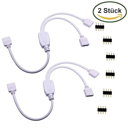 LitaElek 2 Packs 4Pin LED Splitter Kabel Y Splitter Verteiler Kabel LED Stripe Verbinder für Eine zu Zwei SMD 5050 3528 2835 
