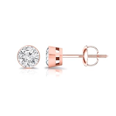 Amazon Com 14k Rose Gold Round Diamond Stud Earrings 0 15cttw