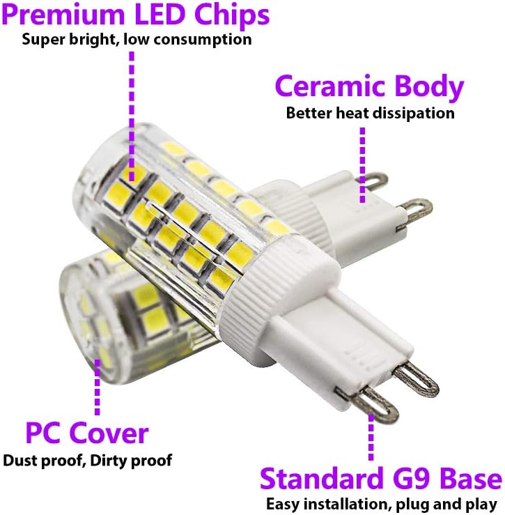 5W Led Light Bulb G9 Equivalent to 25W-40W G9 Halogen Bulbs G9 Led Bulbs Cool White 6000K Dimmable AC 230V Energy Saving Light Bulbs for Home Ceiling Lights 10-Pack - Image 4