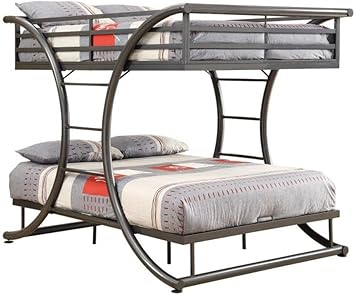 Amazon Com Stephan Full Over Full Bunk Bed Gunmetal Kitchen Dining