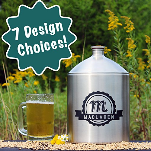 Click Here to See More Images Personalized Etched Stainless Steel 5L Mini Keg Growler