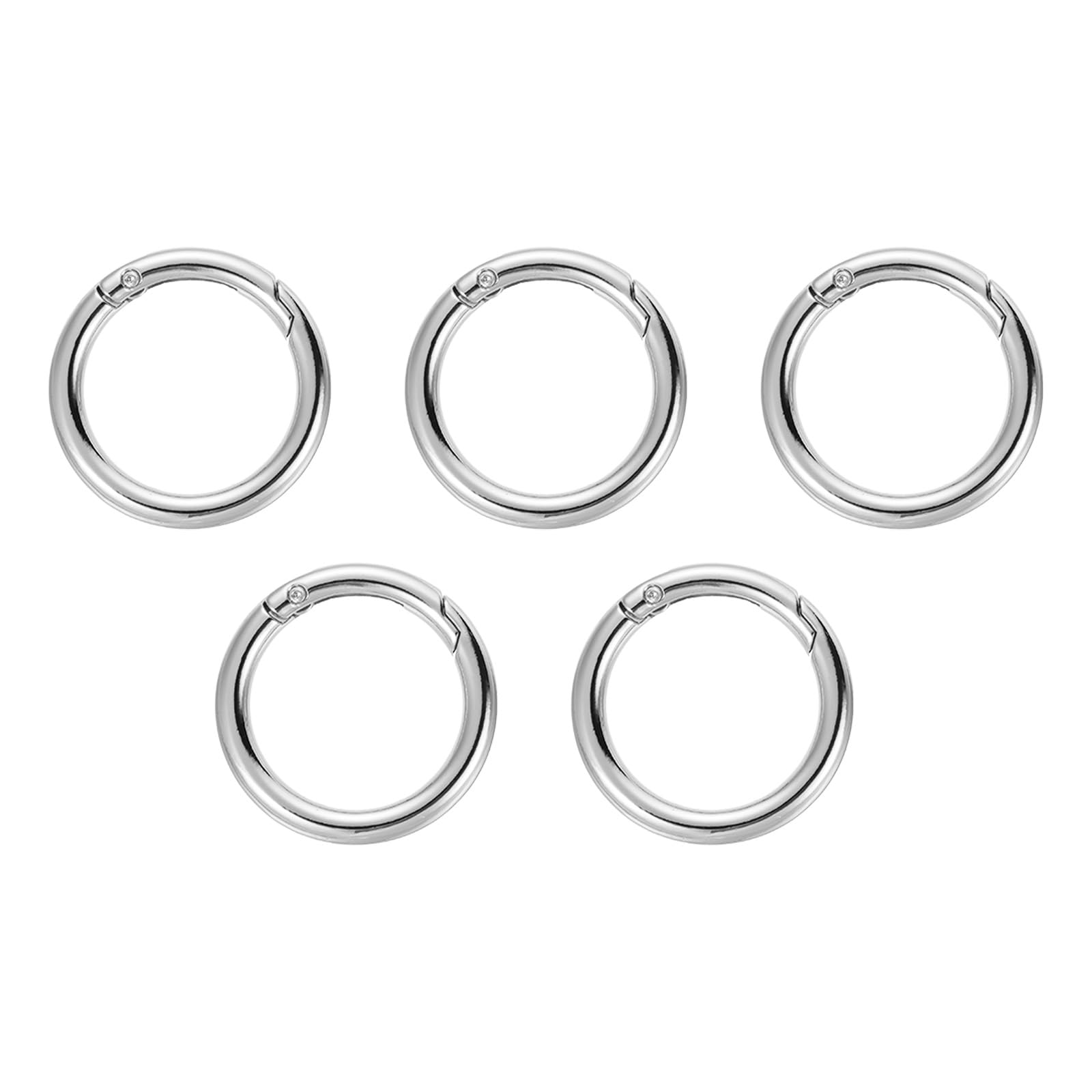 YOKIVE 5 Pcs Spring O Rings, Zinc Alloy Gate O Ring Round Snap Clip | Organizing Accessory, Great for Keyring Buckle Purse Handbag (Silver, 1.38-Inch)