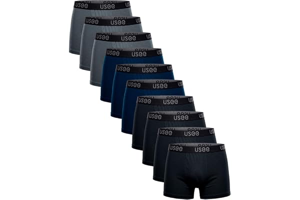 Usee Brasil Kit com 10 Cuecas Boxer Algodão Masculina Adulto – Confortável, Respirável, Tecido Macio, Alta Durabilidade, Modelagem Anatômica, Cós Elástico Reforçado, Ideal para Uso Diário