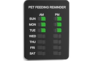 Allinko Magnetic Dog Feeding Reminder with Sticker, Dog Accessories, Daily AM/PM Chart Sign Each Week, Helps You Track Pet Feeding & Medication, Easy to Use on Fridge, Wall, Food Storage Bin (Black)