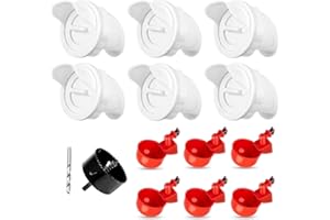 BKOTOO Chicken Feeder Waterproof and Chicken Waterer Cup, 6pcs No Waste Chicken Feeder for Buckets,Barrels,Bins, and 6pcs Chicken Water Cups for Chickens, Birds, Turkeys etc