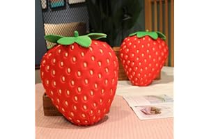 Danitar Cute Strawberry Pillow 13.8" Kawaii Stuffed Strawberry Plushies Pillows Strawberry Shaped Cushion Novety Fruit Throw Pillows for Home Decoration Kids Girls Women Gifts Chair Cushion
