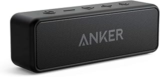 Anker SoundCore 2 Bluetooth Lautsprecher, Fantastischer Sound, Enormer Bass mit Dualen Bass-Treibern, 24h Akku, Verbesserter IPX7 Wasserschutz, Kabelloser Lautsprecher für iPhone, galaxy usw.(Schwarz)
