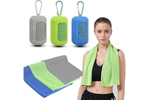 Silicone Cooling Towels for Gym, 3 Piece Microfibre Silicone Cooling Towel Gym Ice with Storage Case, Breathable Chilly Towel