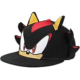 Sonic The Hedgehog Big Face Shadow Snapback Hat With 3D Ears &amp; Quills | A large image of Shadow's face with 3D ears and quills; adjustable snapback closure; made from polyester.