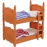 Veemoon Miniature Dollhouse Bunk Bed, 1 : 12 Scale PVC Dollhouse Furniture Decor Mini Bunk Model with Ladder Doll Bedroom Decorative Accessories for DIY Landscape Kids Pretend Play (3.7&times;4 in)