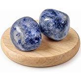 Polished Blue Spot Jasper Crystal Stones - 2 Pcs of 1.2" Worry Stone for Anxiety, Pocket Palm Stone Super Large Handpicked Natural Tumbled Gemstones for Meditation, Reiki, Chakra Healing, Home Decor