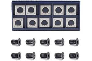 YUFUTOL 14mm Square Straight Carbide Cutter Insert(14mm length X14mm widthX2.0mm thickness),Pack of 10, Designed for Spiral/Helical Planer Cutter Head Wood Lathe Tool with 10pcs M6x10 Screws