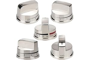 4 Pcs EBZ37189611 Range Burner Knob and 1 Pcs EBZ37189609 Super Boil Control Knob for L-G LRG30355ST LRG30357ST LRG30855ST Ga