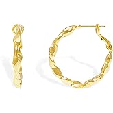 Jean Beau Gold Plated Hoop Circle Earrings for Women, Trendy Statement Vintage Huggie Hypoallergenic Earing Jewelry Prom Gift