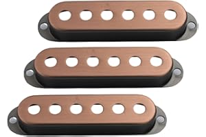 Guyker 3Pcs Single Coil Guitar Pickup Covers (52mm Pole Spacing), Copper Pickup Mounting Ring Set Guitar Accessories Replacement Part, (PS001, Bronze)
