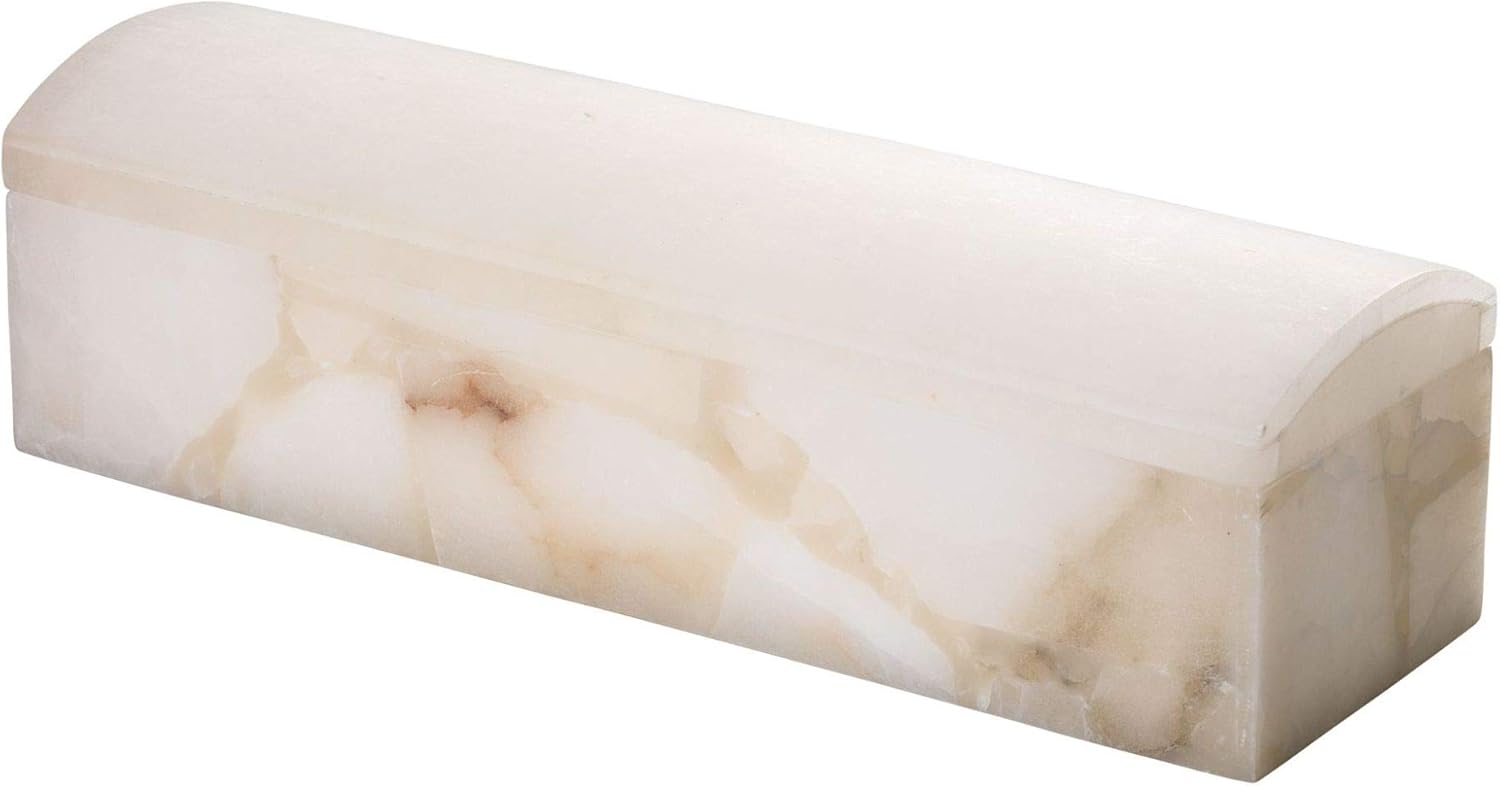 Amazon Com Contemporary Home Living 4 75 White Alabaster Box Stone Furniture Decor
