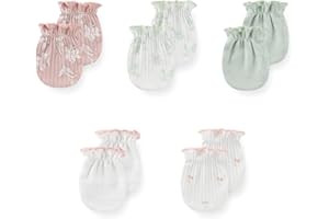 JELYLOVE 5 Pack Unisex New Born Boy Girls Anti Scratch Mittens Cotton Soft Baby Gloves 0-3 Months Infant Essentials