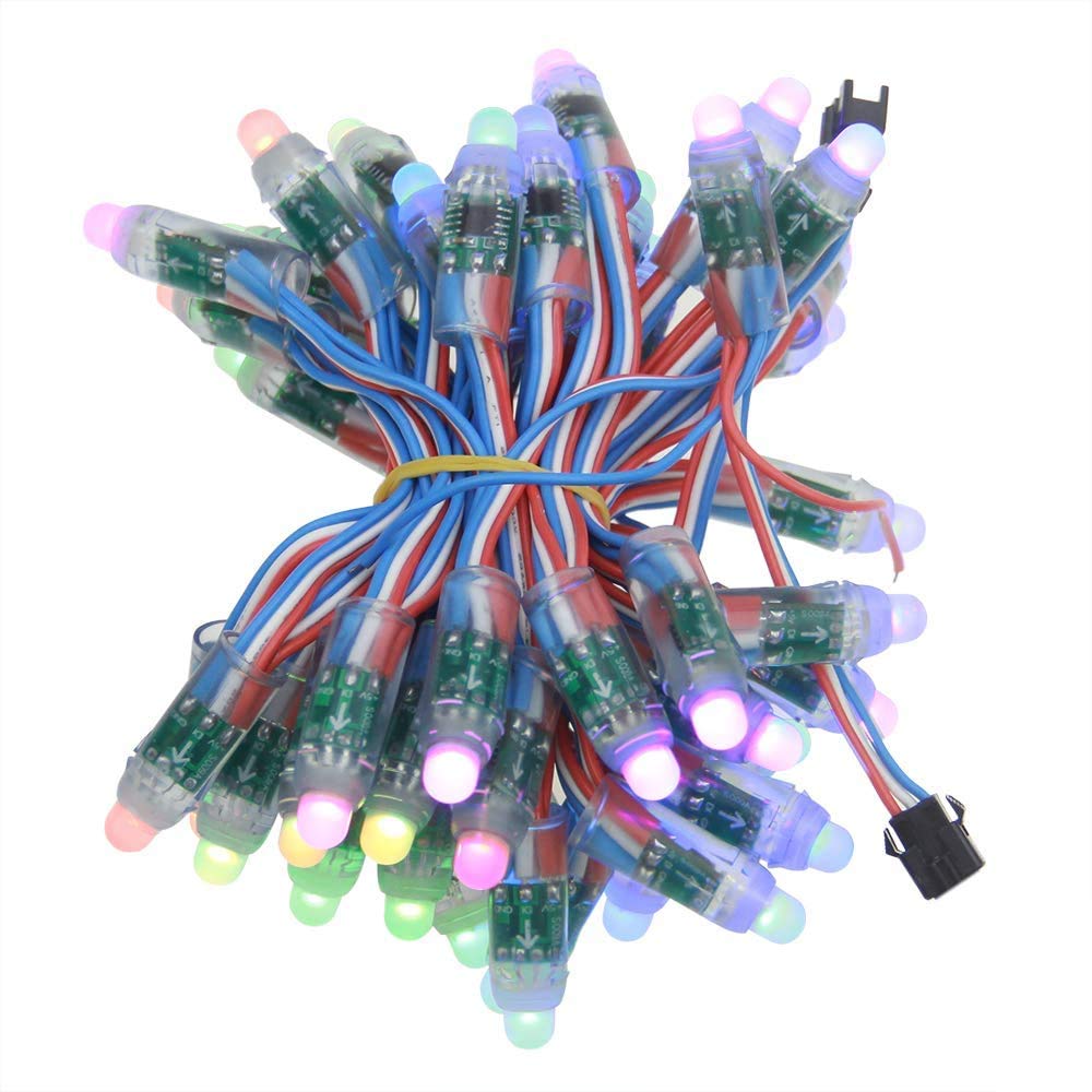 50PCS WS2811 RGB Full Color 12mm Pixels digital Addressable LED String DC 5V