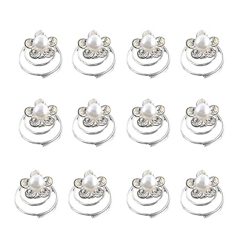 Amazon Com 24pcs Crystal Pearl Hair Twists Flower Bridal Wedding