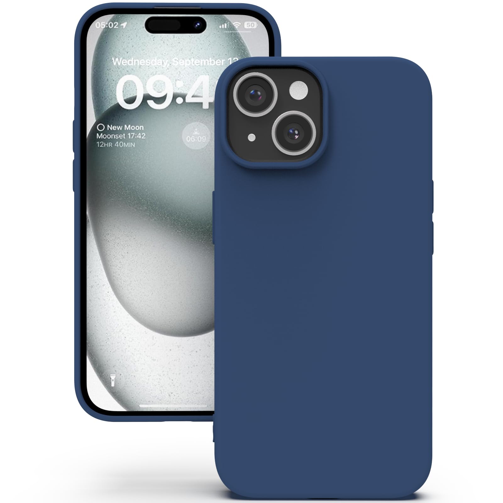 YATWIN Silicone Case for iPhone 15 Plus, Soft-Touch, Shockproof, DustProof, Antiskid Full Body Armour Phone Cover for Apple iPhone 15 Plus - Dark Blue — image 1