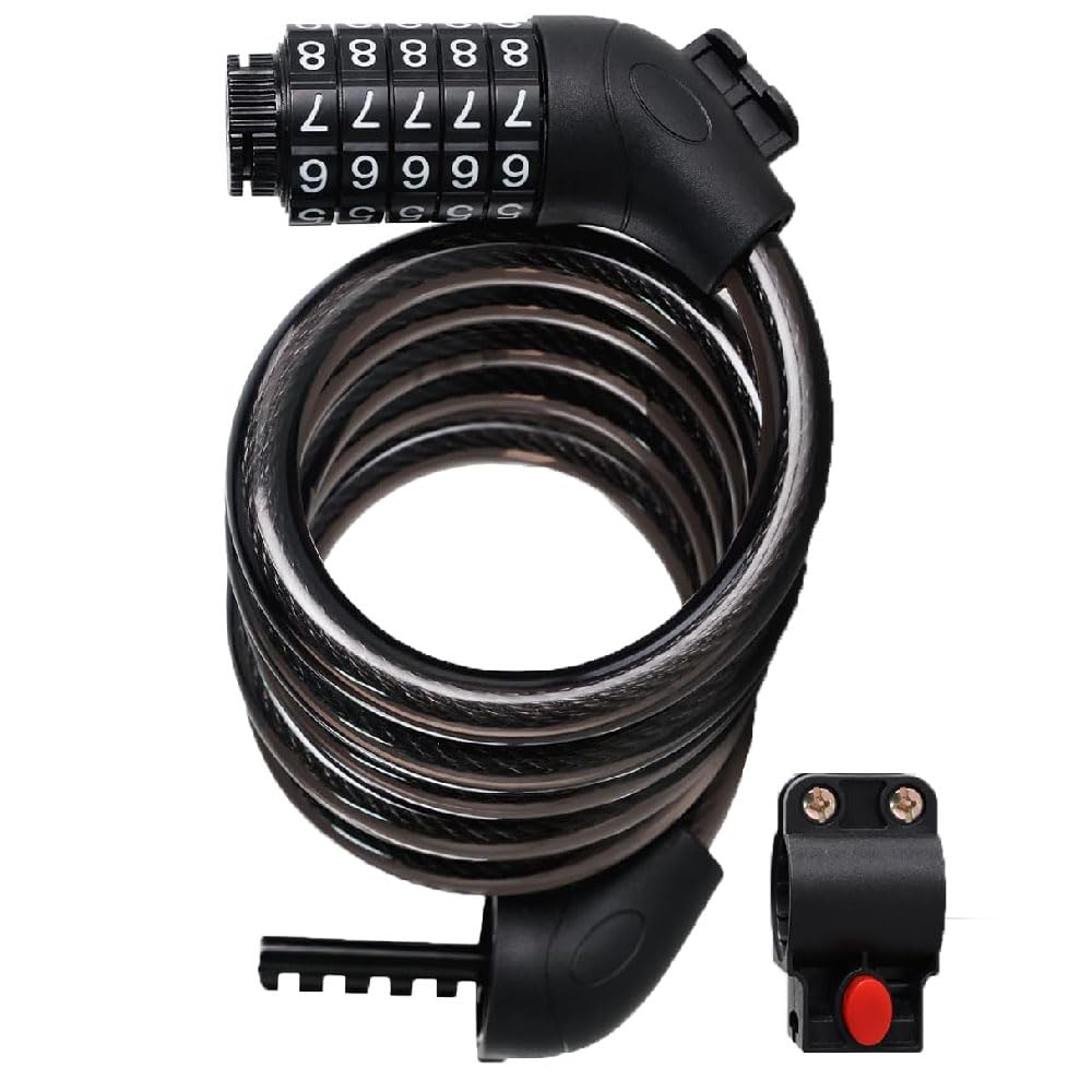 Voarge Bike Lock Combination 5-Digit, High Security Bicycle Chain, Codes Combination Lock for Bike Cycle Moto Door Gate Fence