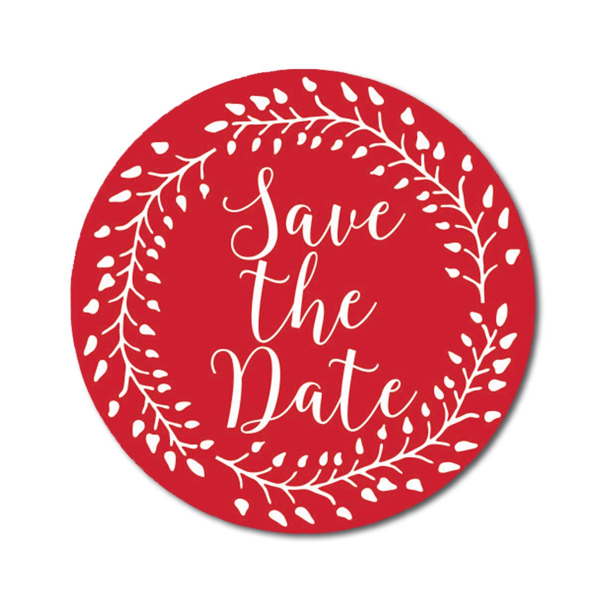 Darling Souvenir Red Round 1.6 Inches Vines Border Save The Date Stickers Non Customized Gift-45 Pcs