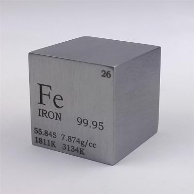 Chinaium 1 Inch 25.4mm Pure Iron Metal Cube 128g 99.95% Periodic Table Engraved