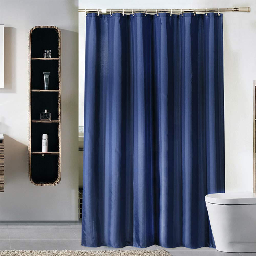 Birsppy Florsol MYQIANG Navy Blue Shower Curtain Polyester Bathroom Bath Curtains Waterproof Bathtub Curtain for Home & Hotel with Hooks,Weighted Hem,180 x 180 cm