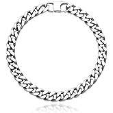 SanThree 7mm Pure Titanium Cuban Link Bracelet for Men, Ultra Light Skin Friendly Curb Chain Wrist Bracelets for Men Women Sensitive Skin, 7.87 Inch Length Jewelry with Box Package